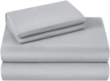 Microfiber 100 Polyester 4 piece King Sheet Set, Light Gray