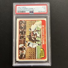 1965 TOPPS Baseball #134 World Series Game 3 Mantle’s Clutch Hr PSA 5 EX