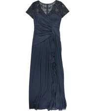 XSCAPE Womens Mesh Sleeve Gown Dress, darkgray, 6