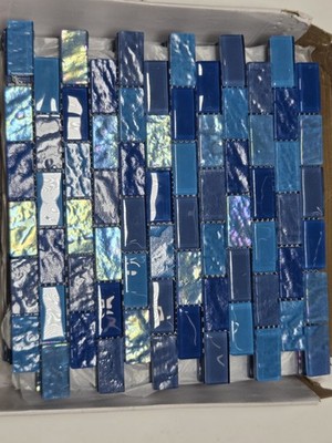 Elysium Peacock glass pool tiles 1x2'' 