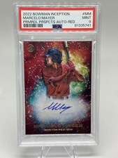 2022 Bowman Inception Primordial Prospects Auto Red Marcelo Mayer SSP 3/5 PSA 9