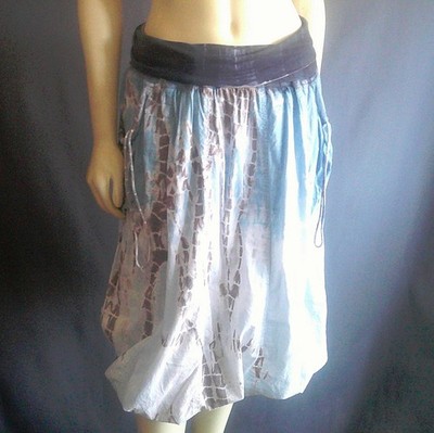 Baba Cotton Blend Blue Sky Tie Dye Cargo Pull On Bubble Skirt L