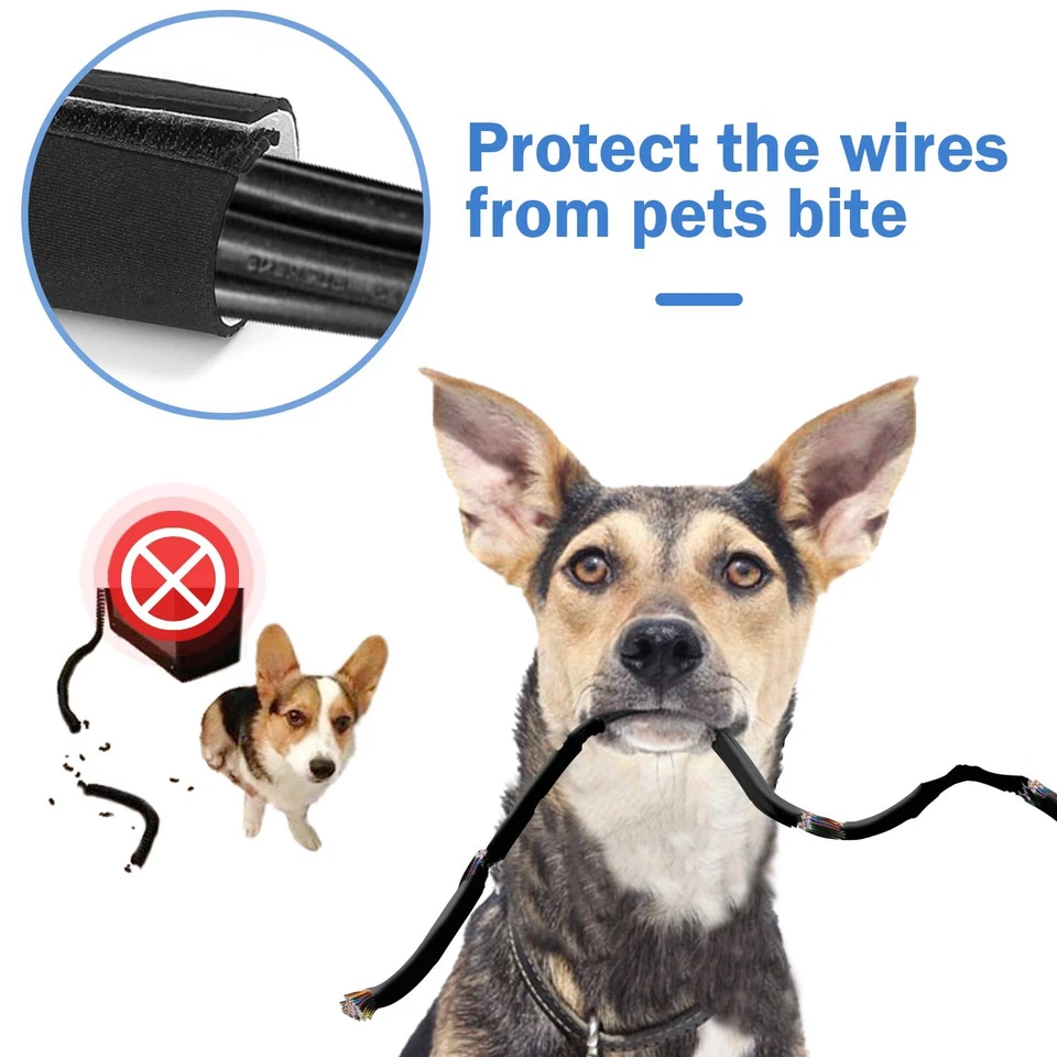 Paquete de 2 manguitos de gestión de cables, sistema organizador de cables de 130" con gancho y bucle para... Foto 3 de 4