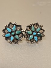 Vintage FRED HARVEY ERA TURKUSOWE KOLCZYKI SZPILKI Sterling Screwback A20