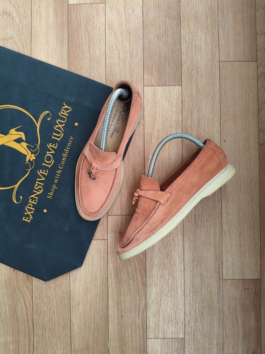 LORO PIANA ORANGE SUMMER WALK CHARM LOAFERS SIZE 35 , US 5 ,UK 2