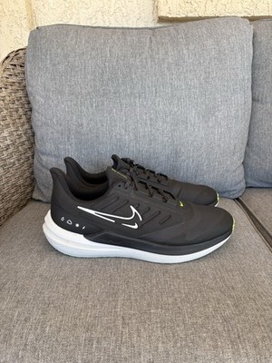 Size 12m- Nike Air Winflo 9 Shield Black White Light Grey Volt