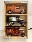 Coca Cola Vintage Wooden Crate With 3 Classic Wooden Cars