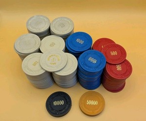 Vintage Poker Chips w/ Mermaid Mold. Hot Stamped. 169 Total