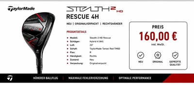TaylorMade Stealth 2 HD Rescue Hybrid 4H 23° RH R Flex Graphit