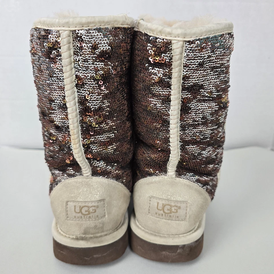 Botas UGG Australia Clásicas Reversibles Lentejuelas Cobre/Plateado 3353 Talla 10 Foto 4 de 4