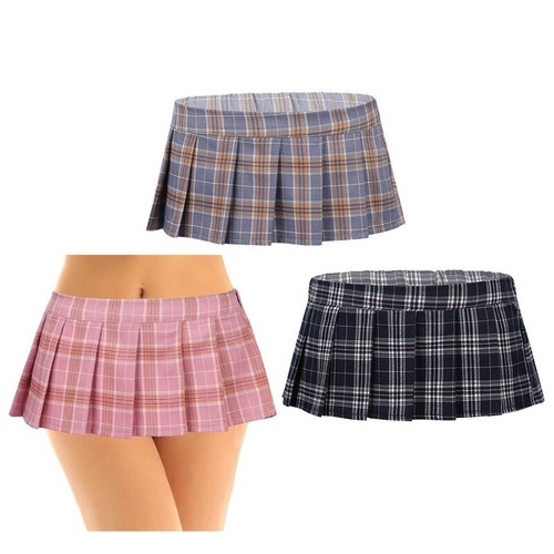 UK Women's Schoolgirl Plaid Skirt Japanese Anime Pleated Skirt Role Play Costume - Picture 4 of 39