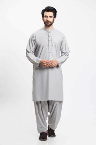 Men Shalwar Kameez Kurta Suit Indian Pakistani Ethnic Party Fashion Embroided - Picture 4 of 35