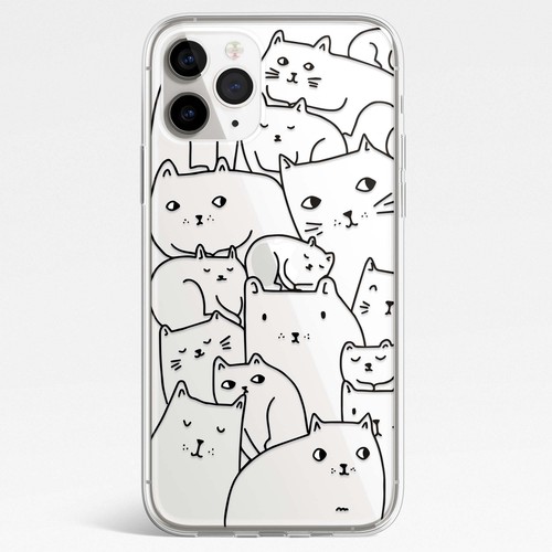 Cartoon Cute Cat line Art Phone Case for Iphone 16 15 14 13 12 11 ProMax XR 7 8 - Picture 13 of 13