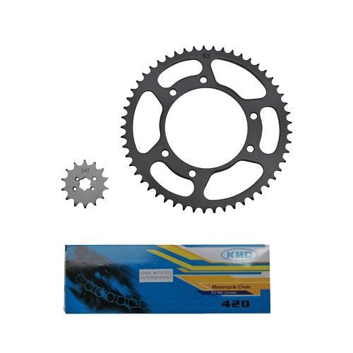 Kit chaîne Derbi Senda 14x53-420 acier haute résistance pour moto Senda Racing DRD