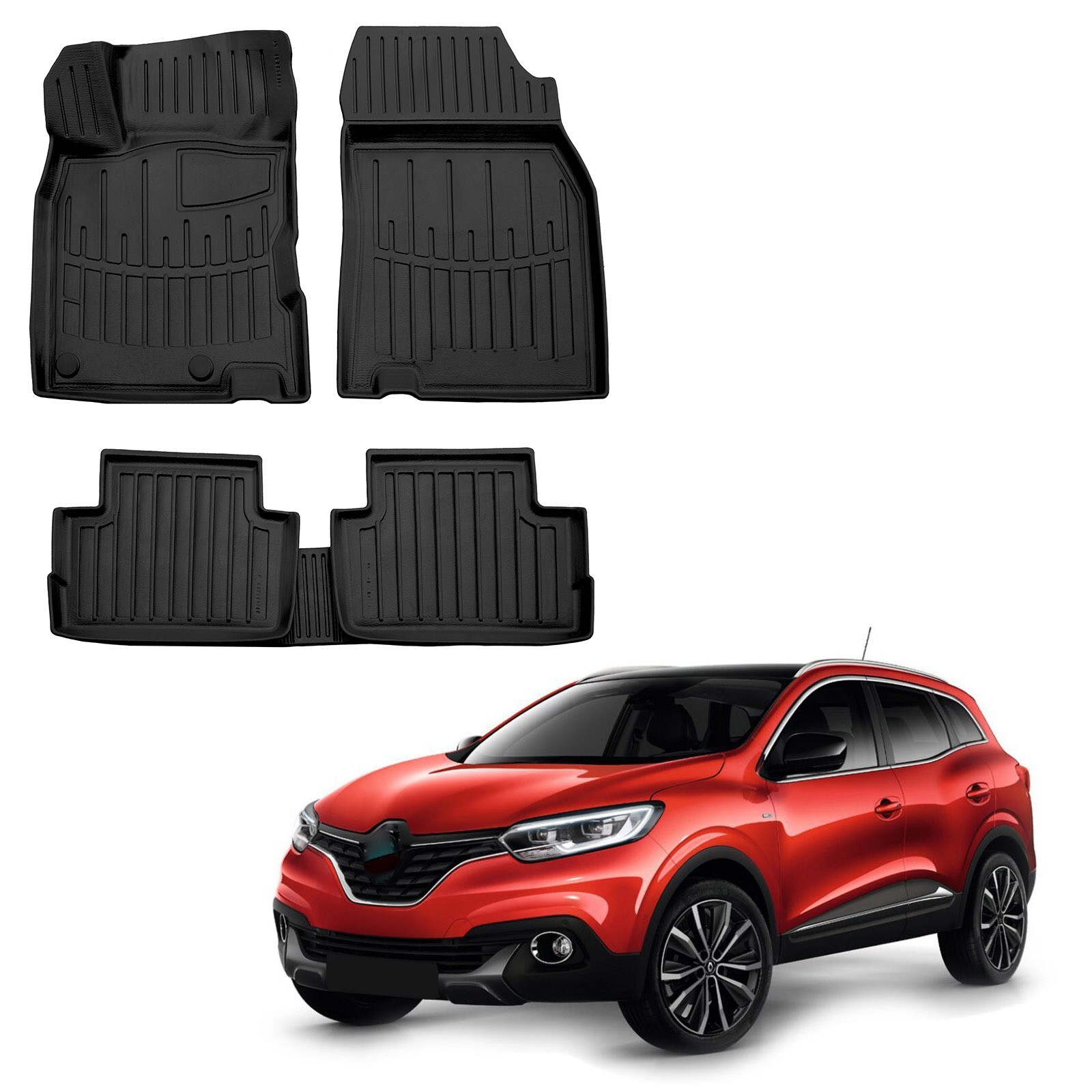 Tapis de sol en caoutchouc pour Kadjar depuis 2015 Scoutt 3D Premium noir sur mesure