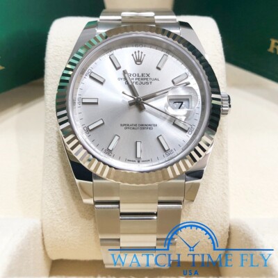 Rolex Datejust 41mm 126334 Fluted Bezel Silver Index Dial Oyster