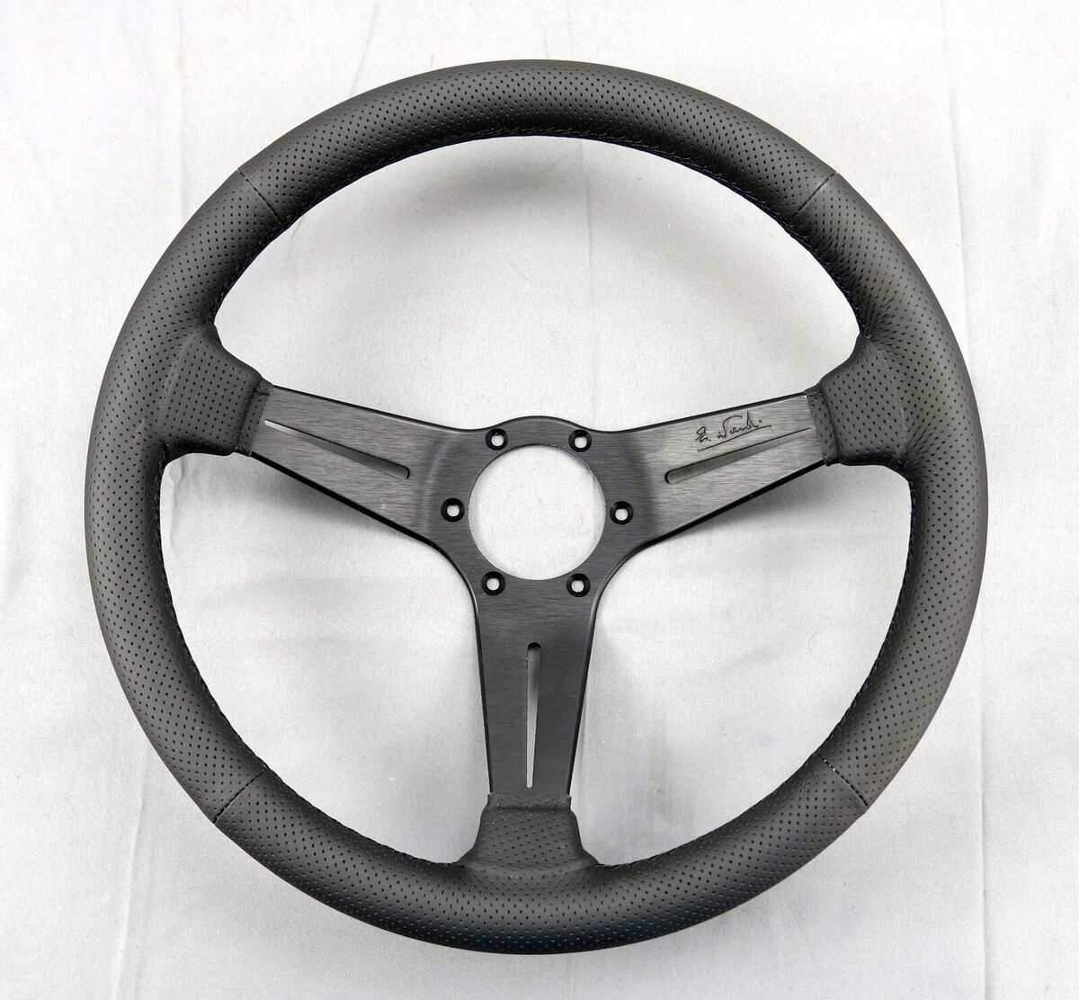 Nardi Steering Wheel Deep Corn 350mm Black Perf Leather Nardi Steering Wheel Deep Corn 350mm Black Perf Leather