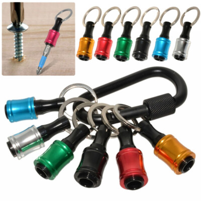 6pcs/set Hex Shank Screwdriver Bit Holder Extension Bar Tough Keychain Keyring