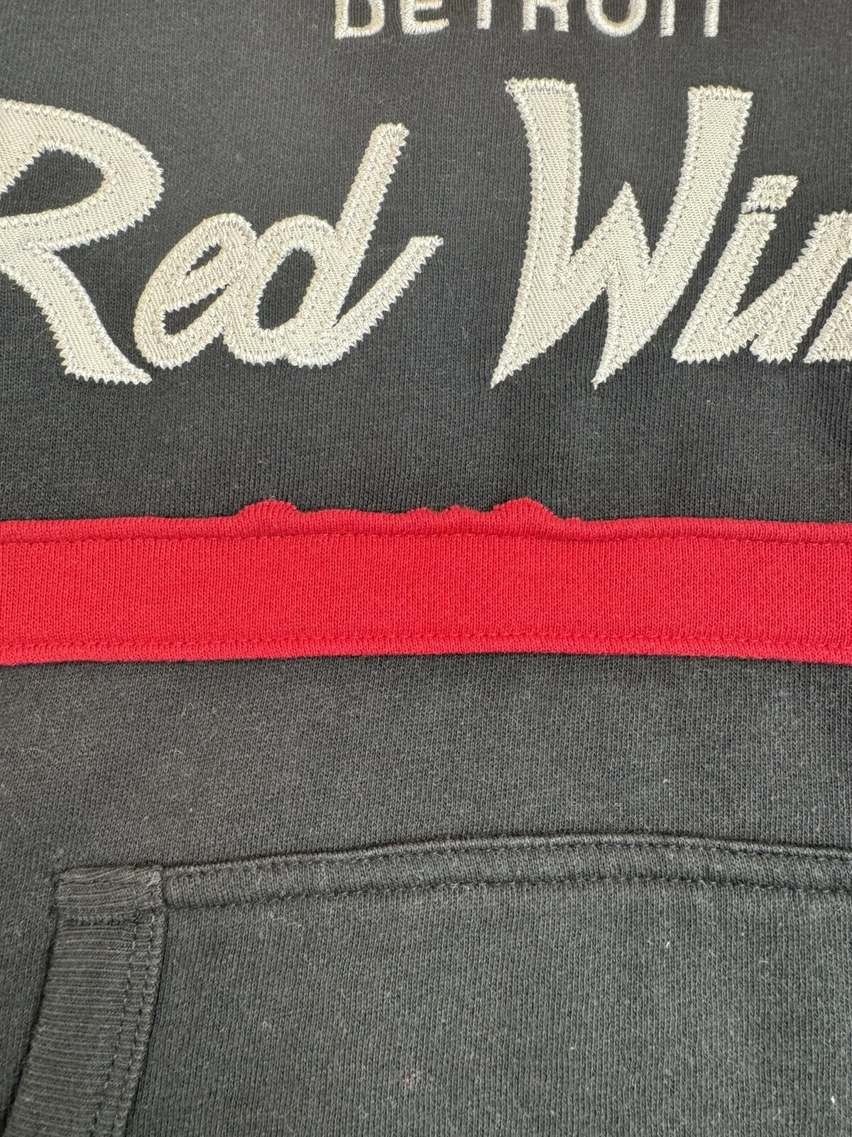 COACH Felpa con cappuccio pullover allenatore Mitchell & Ness rosso grigio Detroit Red Wings bambino M