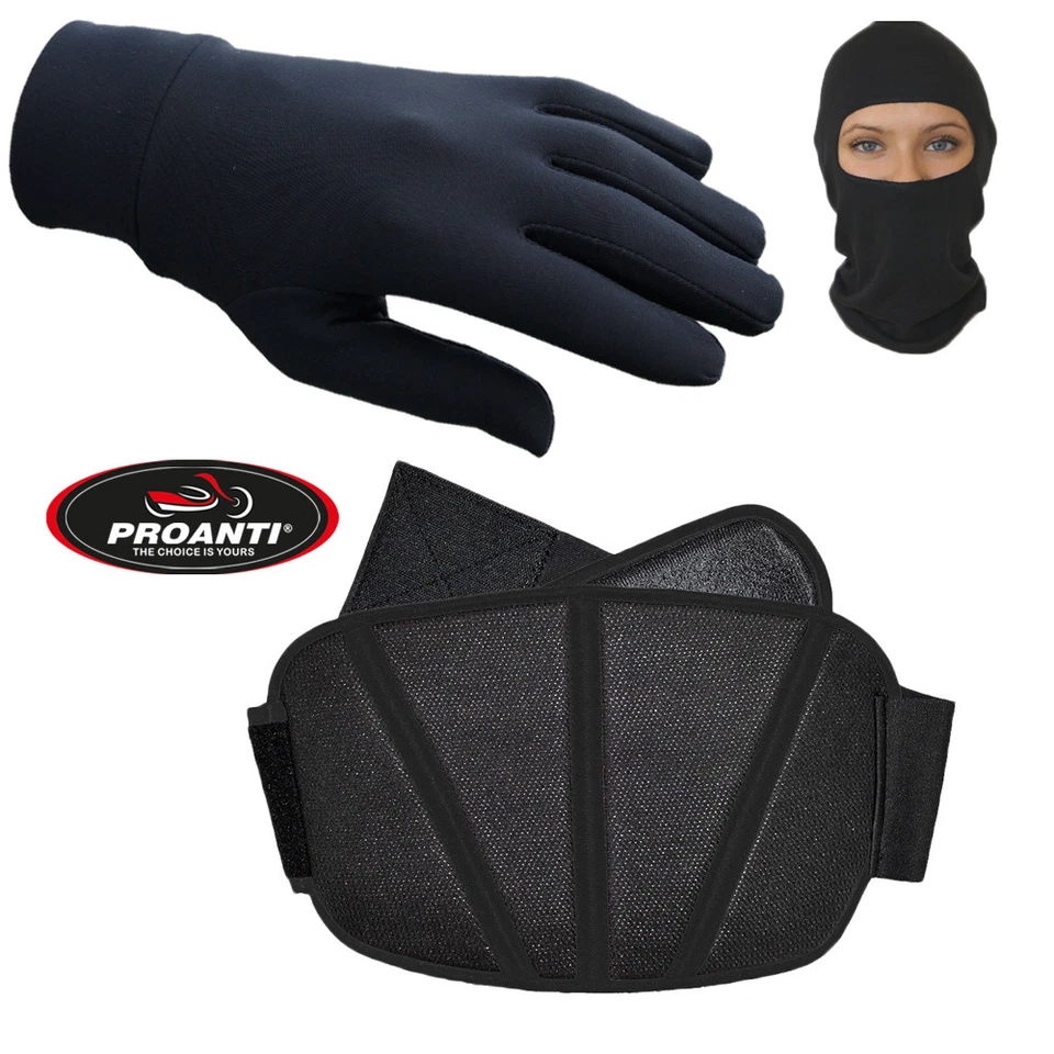 PROANTI Motorrad Winter Set inkl. Nierengurt Unterziehhandschuhe und Sturmhaube