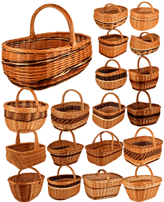 WIKLER Weidenkorb Groß 43x32x22cm - Einkaufskorb Präsentkorb Pilzkorb Aus Europäischer Weide