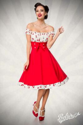 schulterfreies Swing Kleid Retrokleid mit Tellerrock Rockabilly