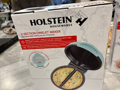 HOLSTEIN SPECIAL 2 HEART WAFFLE MAKER + 2 Section Omelet Maker AQUA BRAND NEW!!