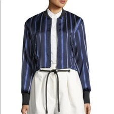 3.1 Philip Lim Blue Striped Bomber Lacket Sz 4