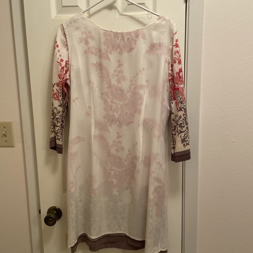 Neiman Marcus 100% Silk Charmeuse Ivory/Multi Floral Print A Line Dress Size 12 - Picture 13 of 16