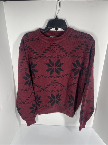 Steep Slopes Sweater Men's Red Snowflake Vintage 80s Clark Griswold Pullover