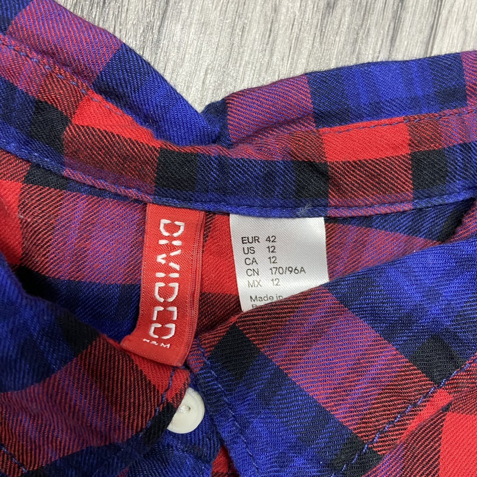 DIVIDED H&M Button Down Collared Red & Blue Plaid… - image 7