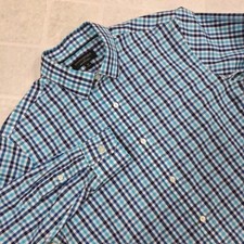 Banana Republic Shirt Mens M 15-15.5 33-34 Blue Check Long Sleeve Button Up Slim