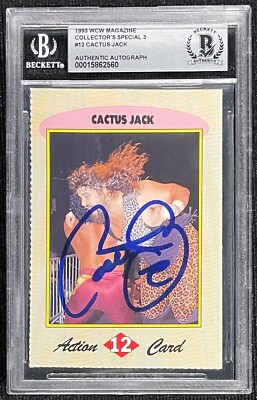 CACTUS JACK MICK FOLEY SIGNED 1993 WCW MAGAZINE #12 RC BECKETT AUTO GRADE 10