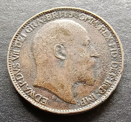 1908 Farthing - King Edward VII British Bronze Coin - Picture 2 of 2