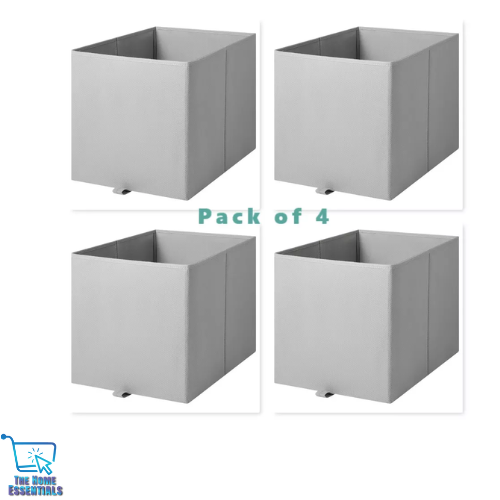 New 4x KOSINGEN Box Beige/Light Grey 33x38x33 cm Cube Canvas Shelf Folding Ikea - Picture 1 of 8