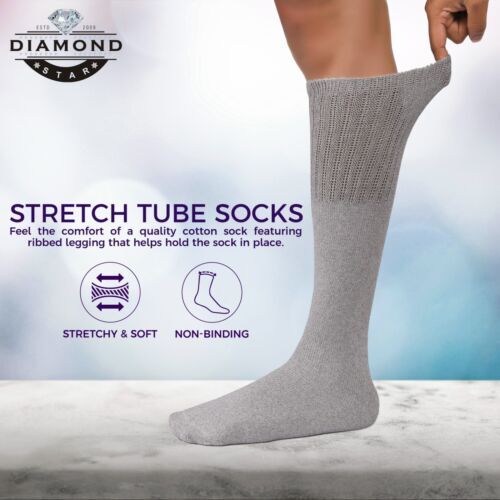 6-12-18 Paar graue Röhrensocken über der Wade Sport Baumwollsocken groß & groß - Bild 6 von 10