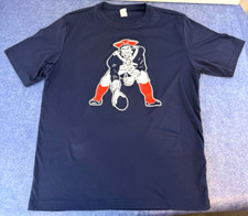 Retro New England Patriots-Blue Wall Sport-Tek Men's Size Large Graphic T-Shirt