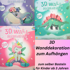 Bastelset Wanddekoration-DIY 3D-Kunstwerk Einhorn Wal Dinosaurier Kinder