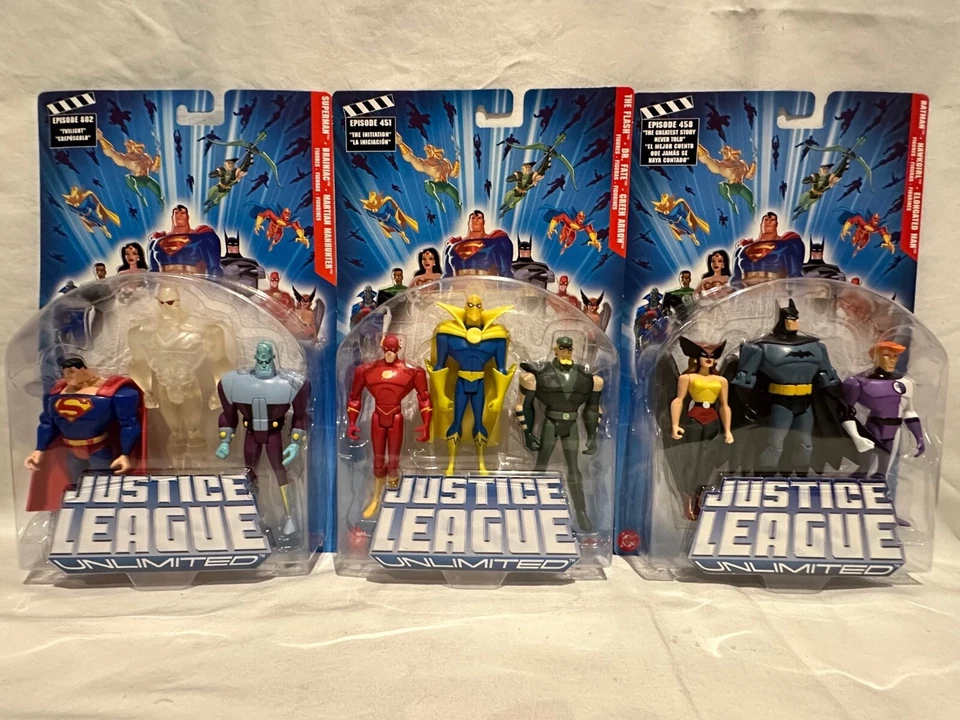 Mattel 2004 JUSTICE LEAGUE UNLIMITED 3-PACK - Full Set of 6 - NEW - MIB - SEALED - Image 3 of 4