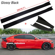 Side Skirt Rocker Lip 78.7" + Rear Bumper Lip Diffuser For Dodge Charger RT /SRT