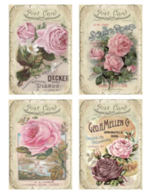 ローズページ Vintage Image Victorian Rose Postcard Seed Catalog Labels