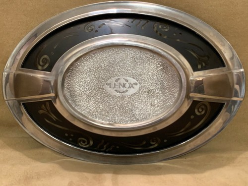 LENOX PEWTER AND BLACK GLASS TRAY - Picture 2 of 5