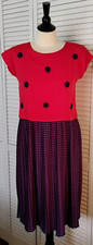 NWT Little Marc Jacobs Red and Purple Crepe Medi Dress Beaded Flowers Size 12+