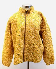 Nwt Sonoma Women Zip-up Mock Neck Cotton Quilted Floral Yellow Jacket Size Xxl