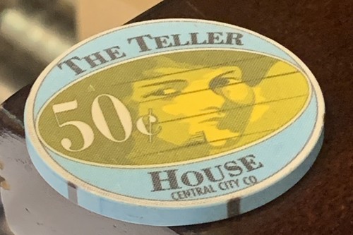 Chip de juego Teller House casino $0,50 CENTRAL CITY COLORADO 1991 - Imagen 4 de 4