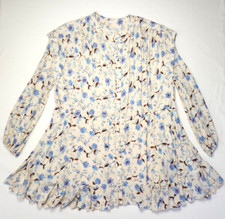 Free People oversized floral mini dress top tunic ballon sleeve XS