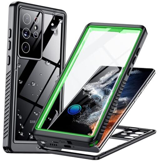 for Case,Waterproof Built-in Lens & Screen Samsung Galaxy S22 Ultra Green
