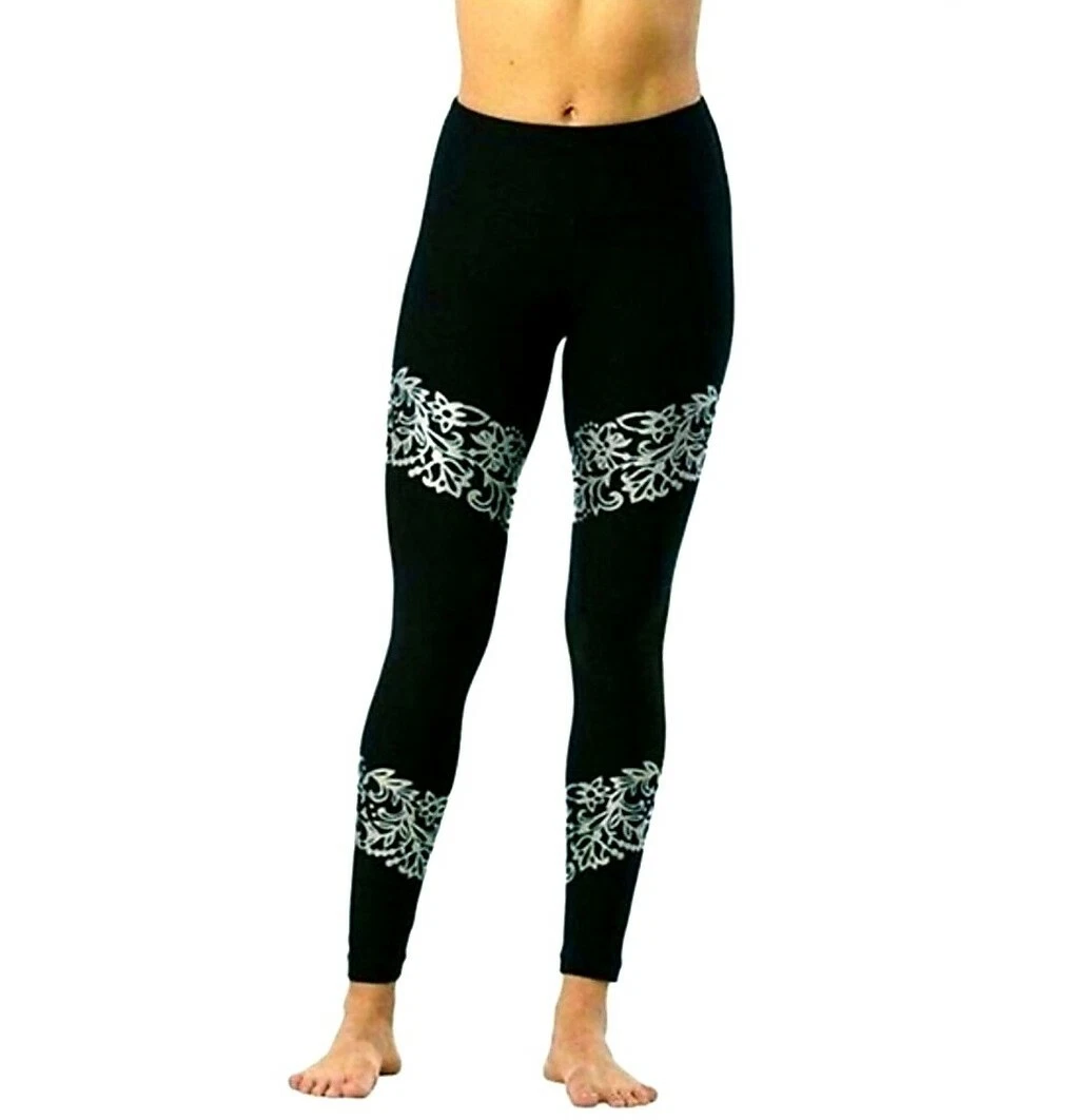 90 Degree by Reflex PROVE THEM WRONG Black Silver Yoga Leggings Size XS