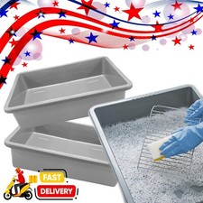 Grey Deep Filled Rectangular Plastic Indoor Outdoor Multi Use Household Trays