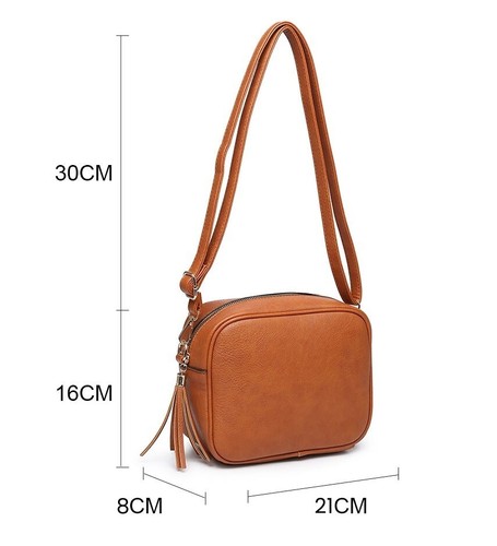 Pequeña bandolera boutique de temporada lisa con borla mujer cuero sintético - Imagen 10 de 44